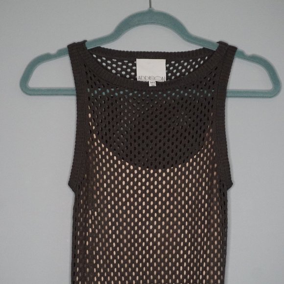 New Addison Women Dark Gray with Beige Slip Dress size M/L - Picture 3 of 11